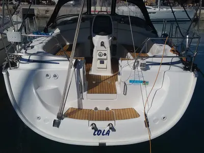 Cockpit of LOLA, a Bavaria 39 Cruiser sailboat at Primošten, Croatia