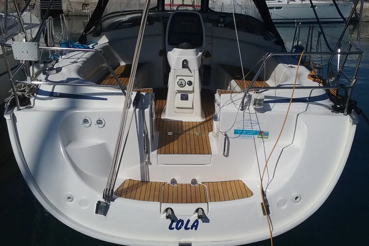 Cockpit of LOLA, a Bavaria 39 Cruiser sailboat at Primošten, Croatia