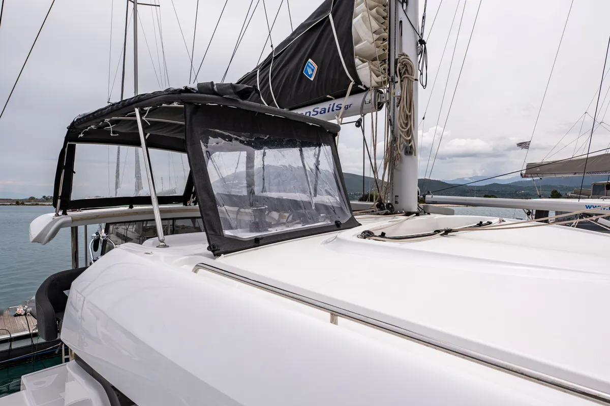 Deck of Imeroessa, a Lagoon 40 catamaran at Municipal Unit of Lefkada, Greece