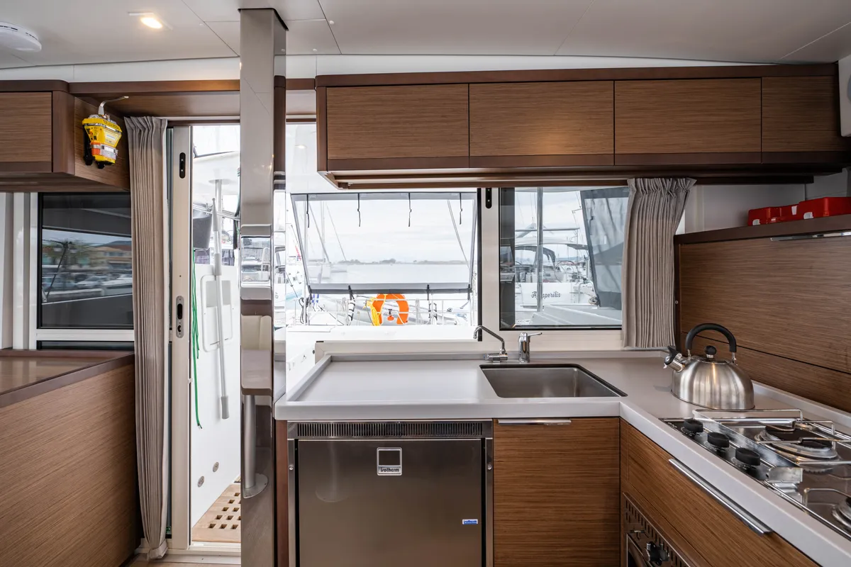 Galley of Imeroessa, a Lagoon 40 catamaran at Municipal Unit of Lefkada, Greece