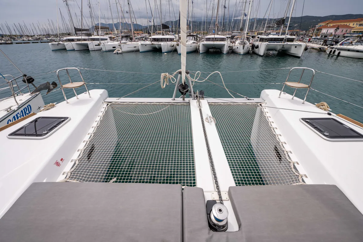 Deck of Imeroessa, a Lagoon 40 catamaran at Municipal Unit of Lefkada, Greece