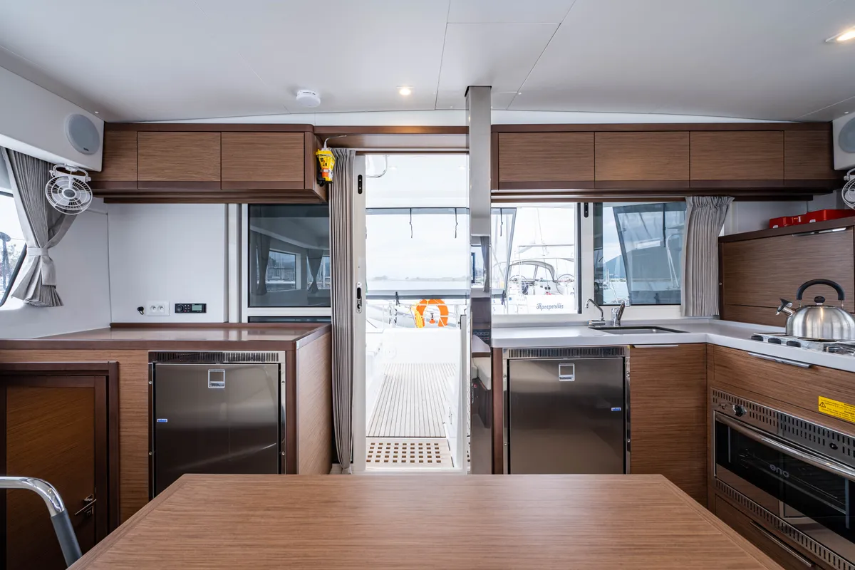 Galley of Imeroessa, a Lagoon 40 catamaran at Municipal Unit of Lefkada, Greece