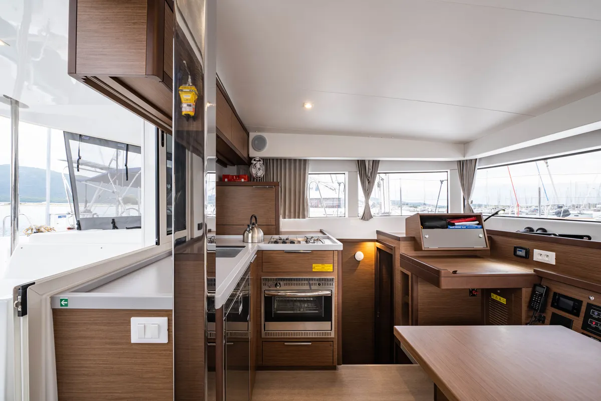 Galley of Imeroessa, a Lagoon 40 catamaran at Municipal Unit of Lefkada, Greece
