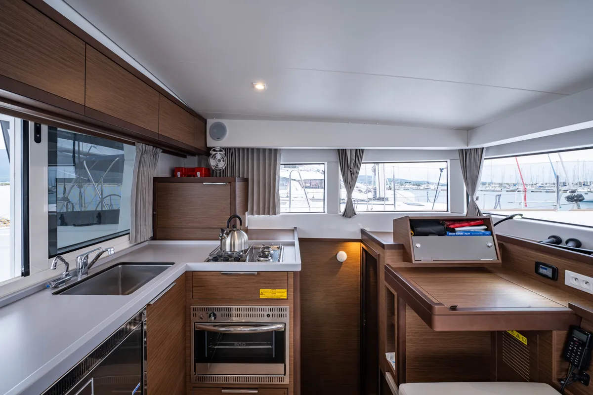 Galley of Imeroessa, a Lagoon 40 catamaran at Municipal Unit of Lefkada, Greece