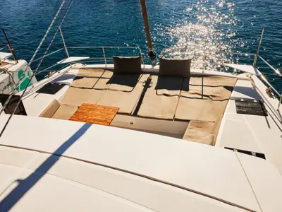 Deck of Ediba Senior, a Bali 4.6 catamaran at Marmaris, Turkey