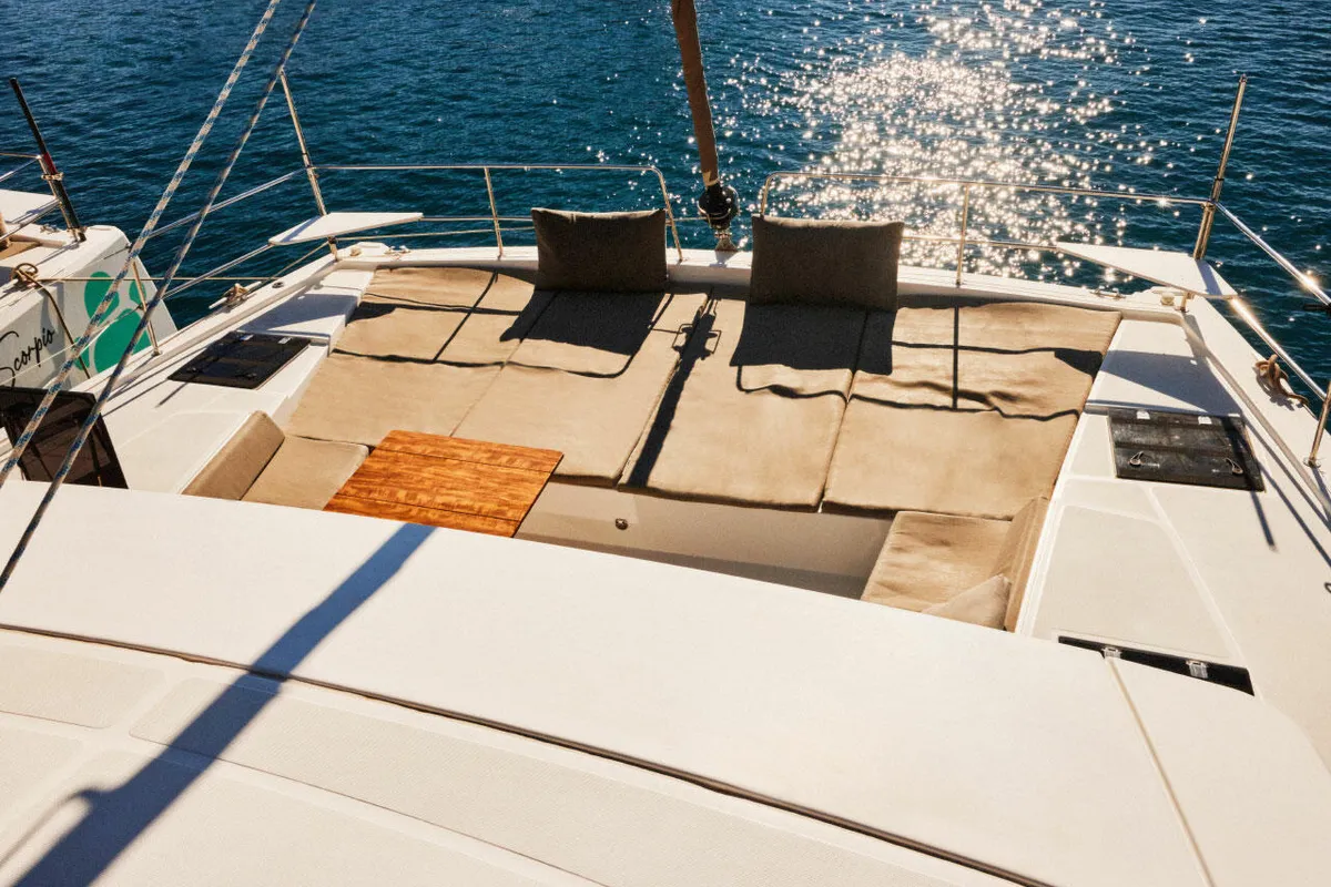 Deck of Ediba Senior, a Bali 4.6 catamaran at Marmaris, Turkey