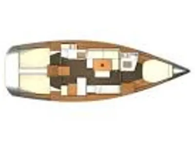 Floor plan of Chioggia Minuddaa, a Dufour 405 sailboat at Cagliari, Italy