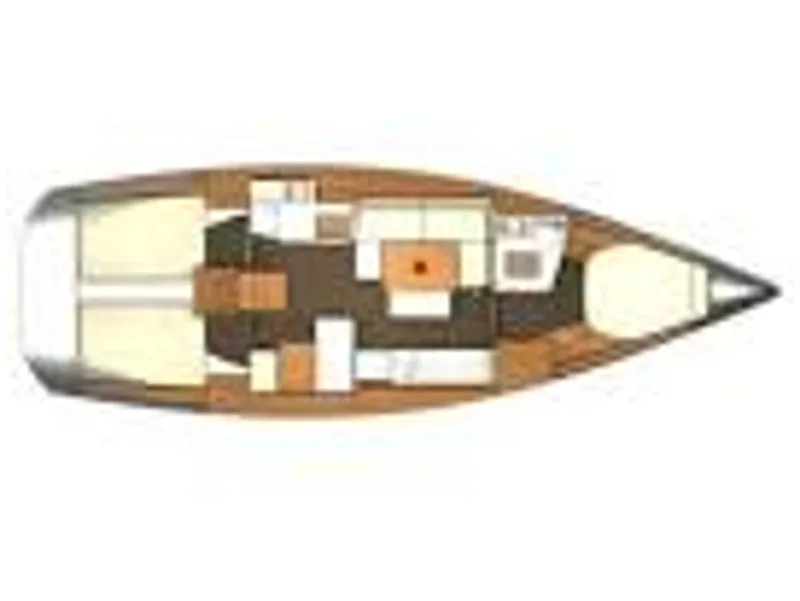 Floor plan of Chioggia Minuddaa, a Dufour 405 sailboat at Cagliari, Italy