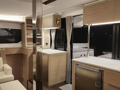 Galley of Perla, a Lagoon 46 catamaran at Athens, Greece