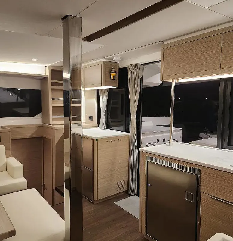 Galley of Perla, a Lagoon 46 catamaran at Athens, Greece