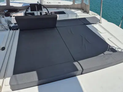 Deck of Perla, a Lagoon 46 catamaran at Athens, Greece