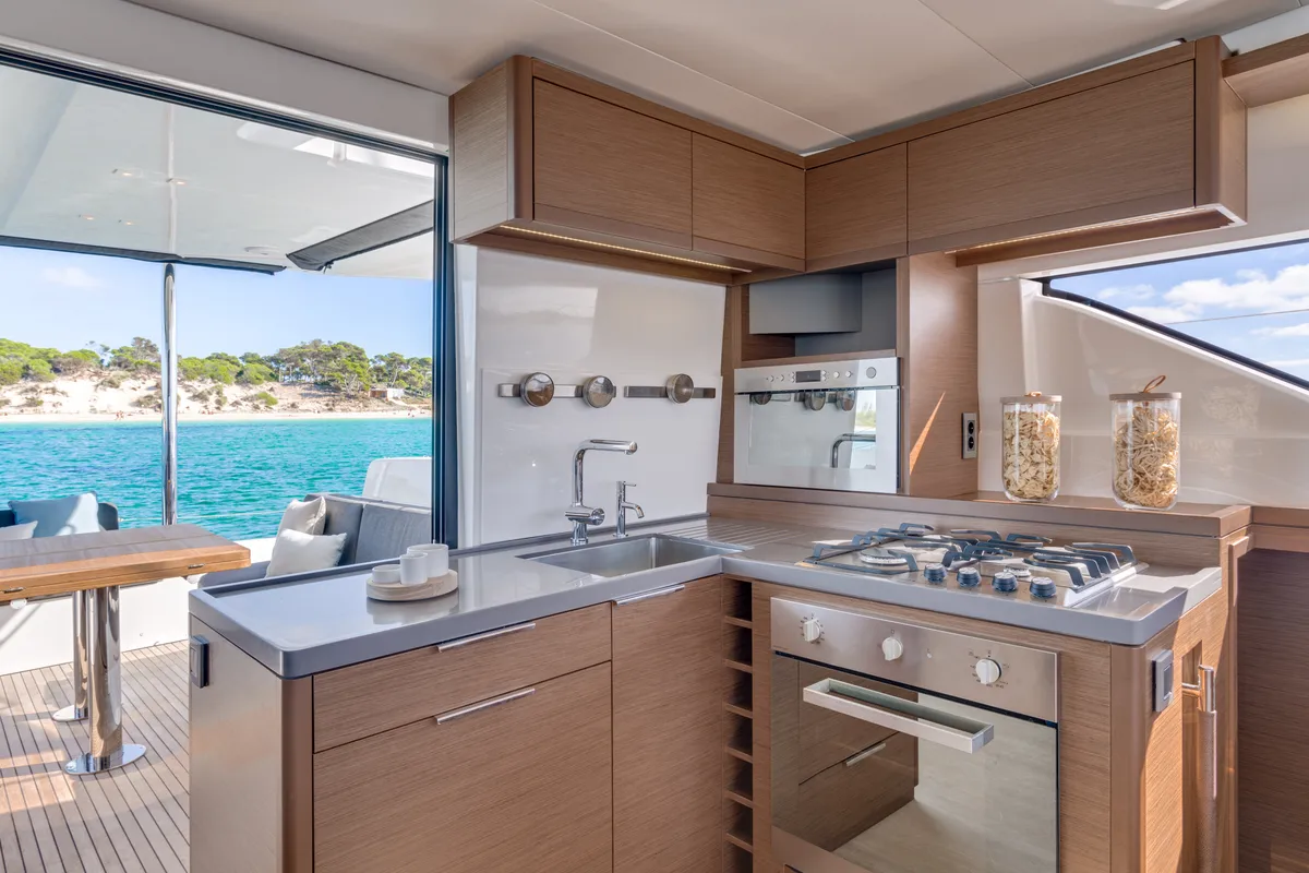 Galley of Oneida II, a Lagoon 50 catamaran at Preveza, Greece