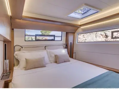 Cabin on Oneida II, a Lagoon 50 catamaran at Preveza, Greece