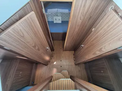 Cabin on Wanderer, a Balt 918 Titanium motorboat at Zadar, Croatia