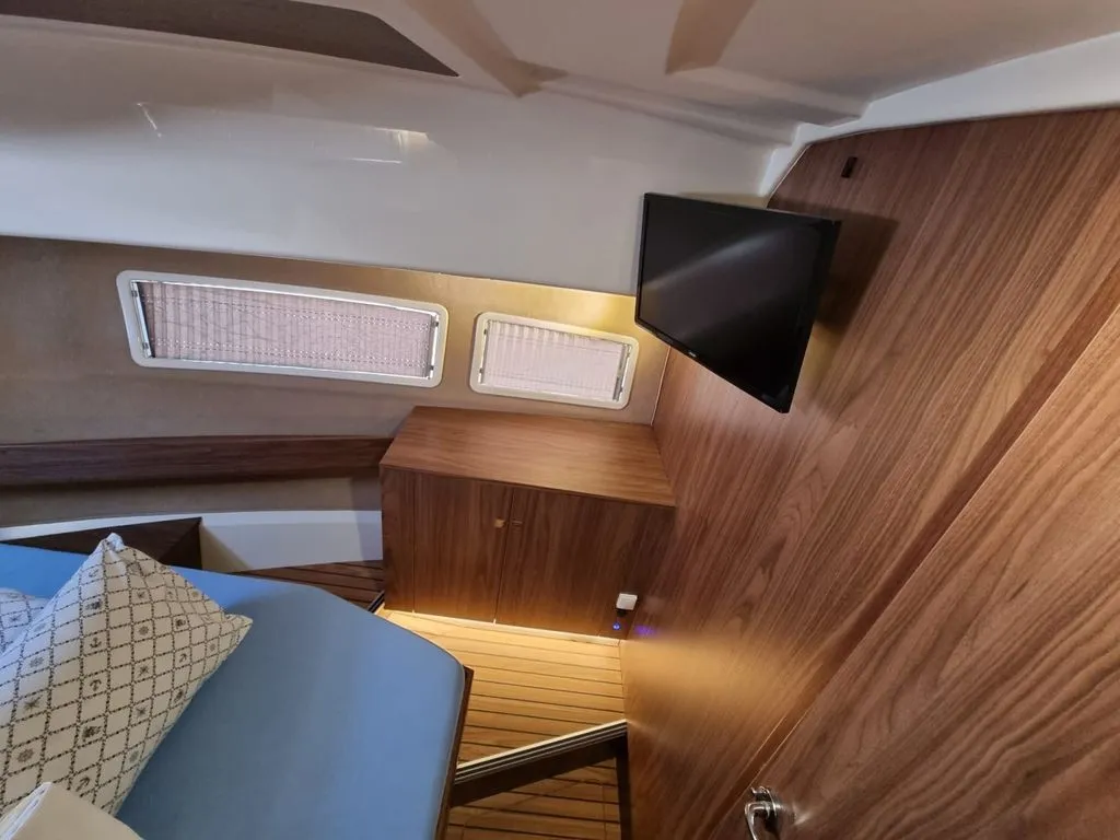 Cabin on Wanderer, a Balt 918 Titanium motorboat at Zadar, Croatia