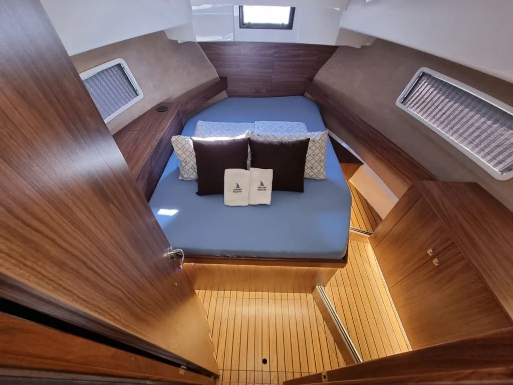 Cabin on Wanderer, a Balt 918 Titanium motorboat at Zadar, Croatia