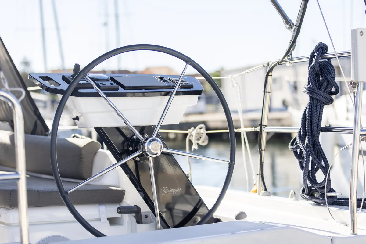 Cockpit of Nessie, a Dufour 37 sailboat at Grad Biograd na Moru, Croatia