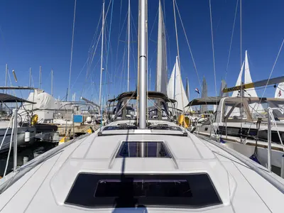 Deck of Nessie, a Dufour 37 sailboat at Grad Biograd na Moru, Croatia