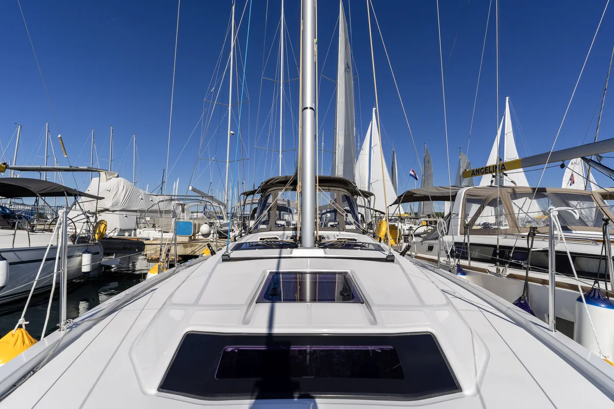 Deck of Nessie, a Dufour 37 sailboat at Grad Biograd na Moru, Croatia