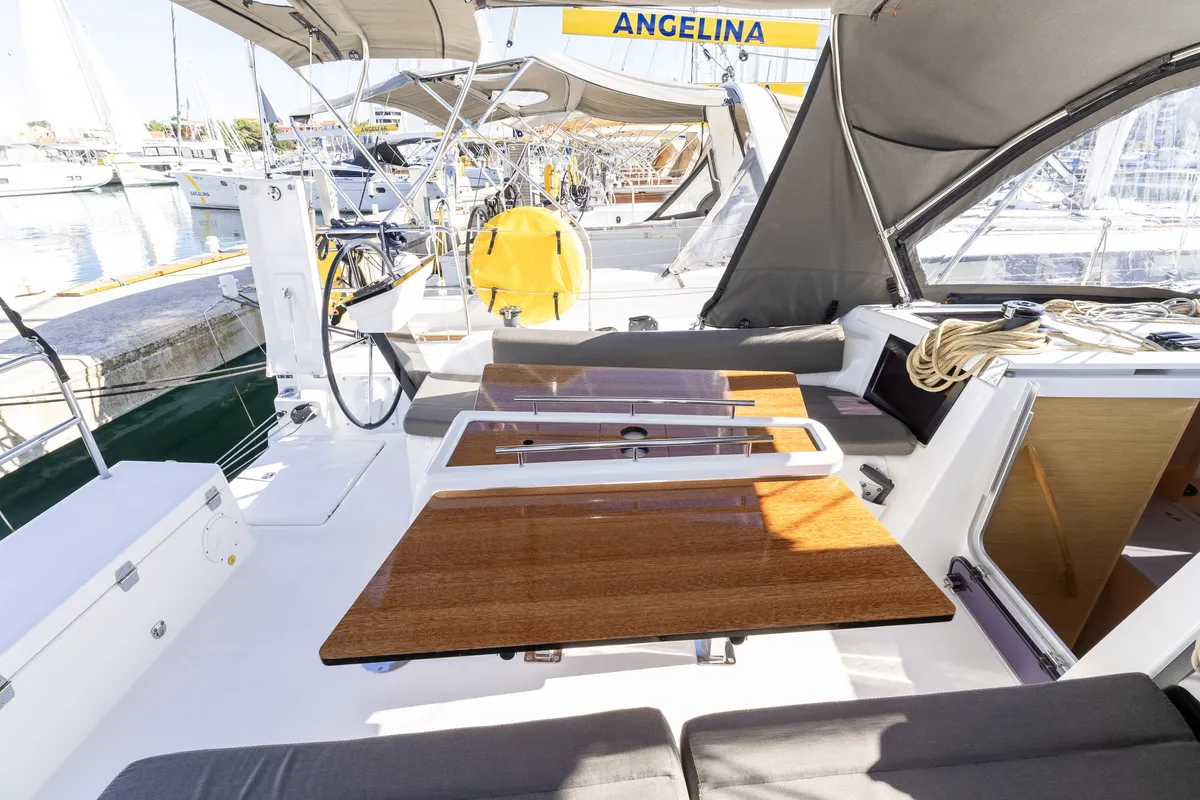 Cockpit of Nessie, a Dufour 37 sailboat at Grad Biograd na Moru, Croatia