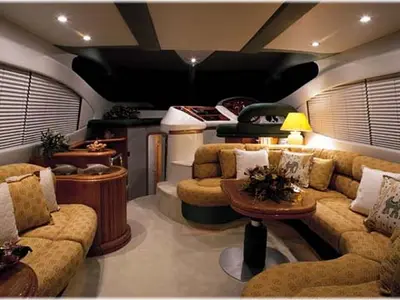 Salon of West Wind, a Azimut 46 motorboat at Municipal Unit of Lefkada, Greece