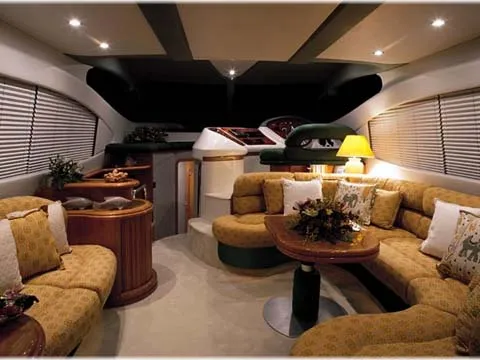 Salon of West Wind, a Azimut 46 motorboat at Municipal Unit of Lefkada, Greece