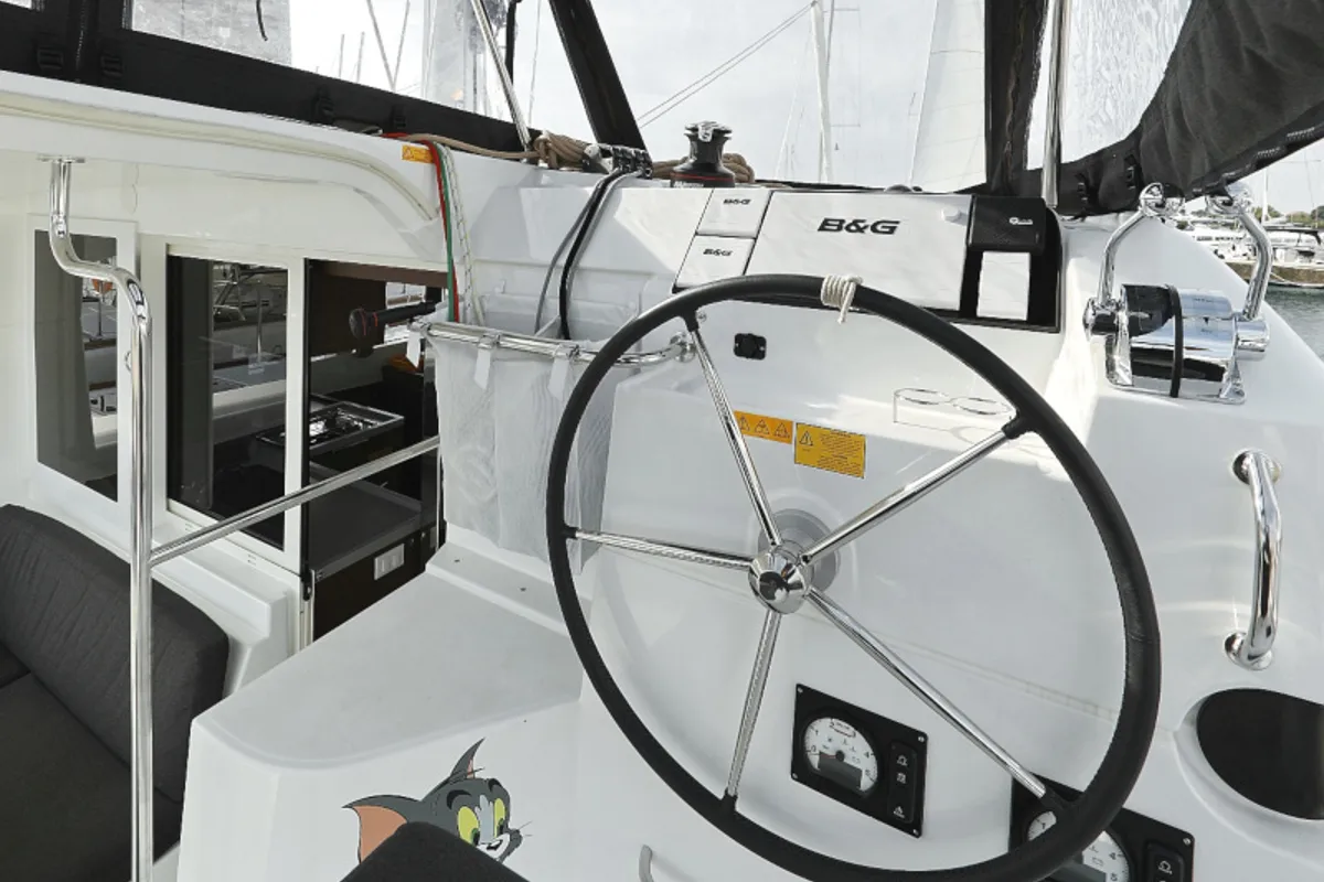Cockpit of Tom & Jerry, a Lagoon 40 catamaran at Općina Sukošan, Croatia