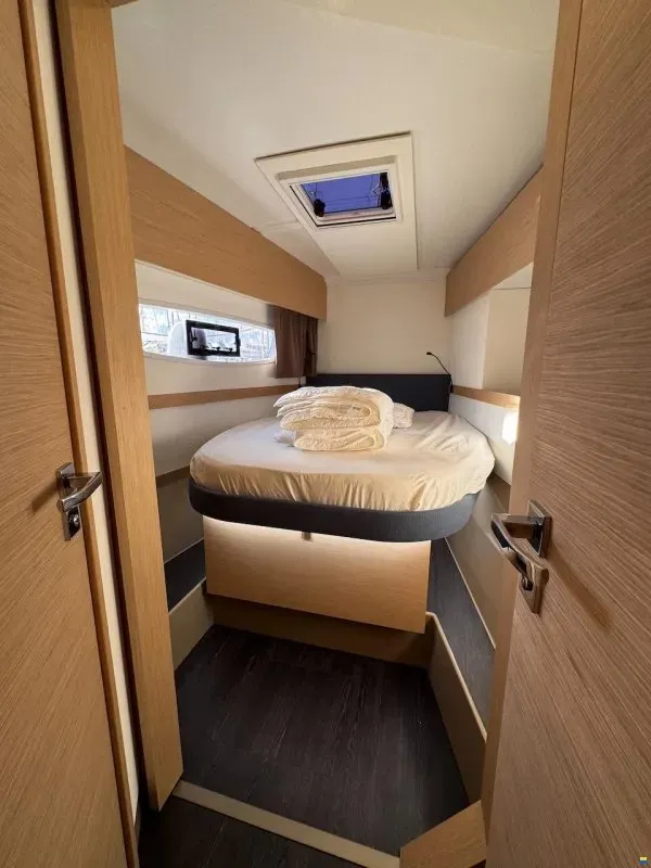 Cabin on Kahuna, a Fountaine Pajot Astrea 42 Maestro catamaran at Toulon, France