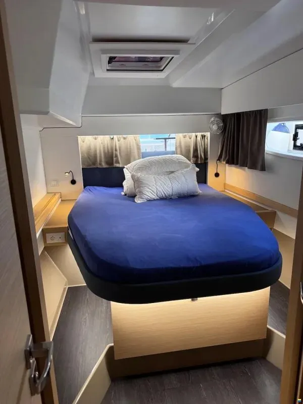 Cabin on Kahuna, a Fountaine Pajot Astrea 42 Maestro catamaran at Toulon, France