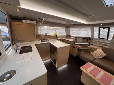 Galley of Kahuna, a Fountaine Pajot Astrea 42 Maestro catamaran at Toulon, France