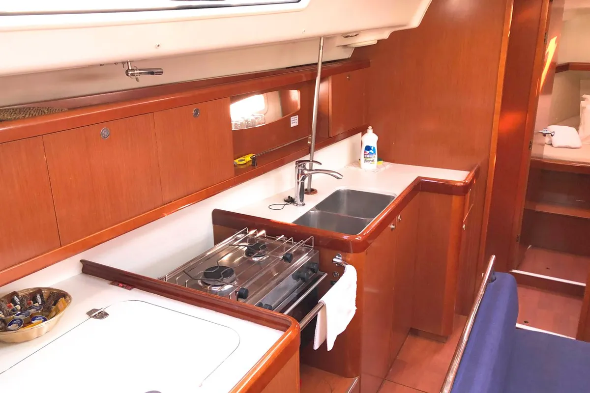 Galley of Whisper, a Beneteau Oceanis 43 sailboat at Athens, Greece