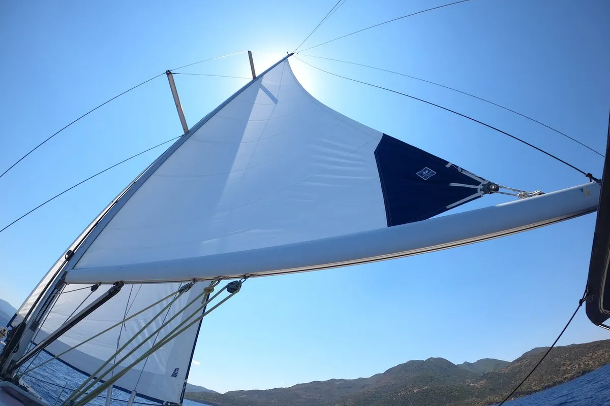 Deck of Whisper, a Beneteau Oceanis 43 sailboat at Athens, Greece