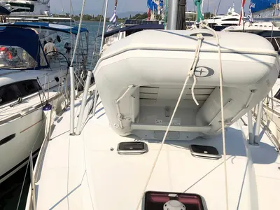 Deck of Whisper, a Beneteau Oceanis 43 sailboat at Athens, Greece