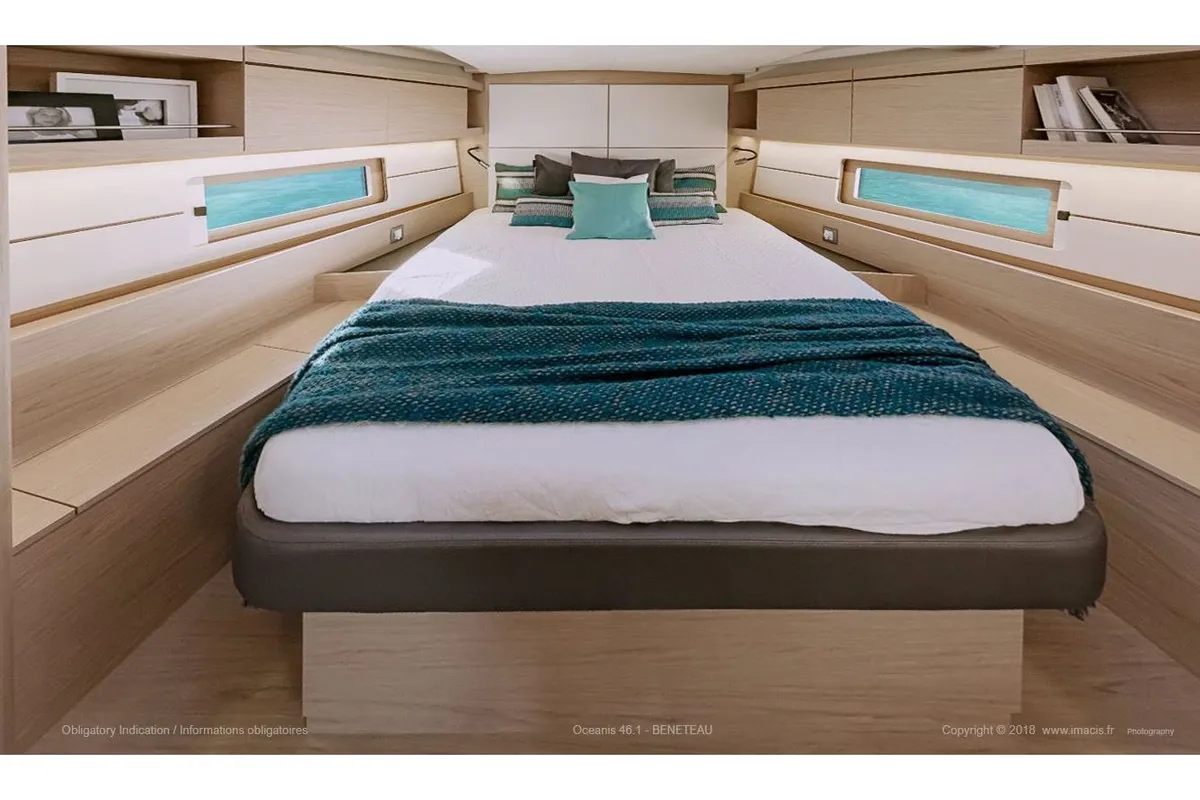 Cabin on Yess Boss, a Beneteau Oceanis 46.1 sailboat at Ibiza, Spain