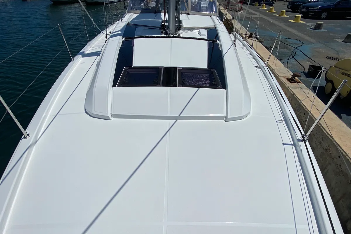 Deck of Yess Boss, a Beneteau Oceanis 46.1 sailboat at Ibiza, Spain