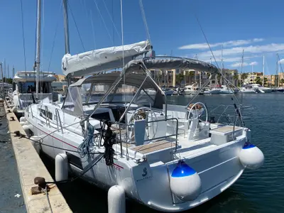 Deck of Yess Boss, a Beneteau Oceanis 46.1 sailboat at Ibiza, Spain