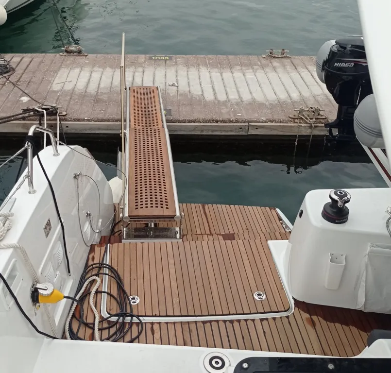 Deck of Queen Maro, a Lagoon 46 catamaran at Athens, Greece