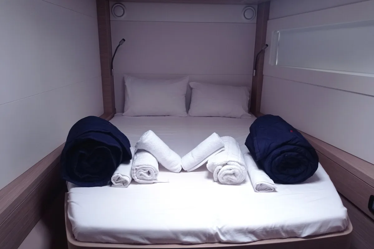 Cabin on Queen Maro, a Lagoon 46 catamaran at Athens, Greece