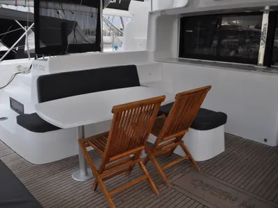 Deck of Queen Maro, a Lagoon 46 catamaran at Athens, Greece