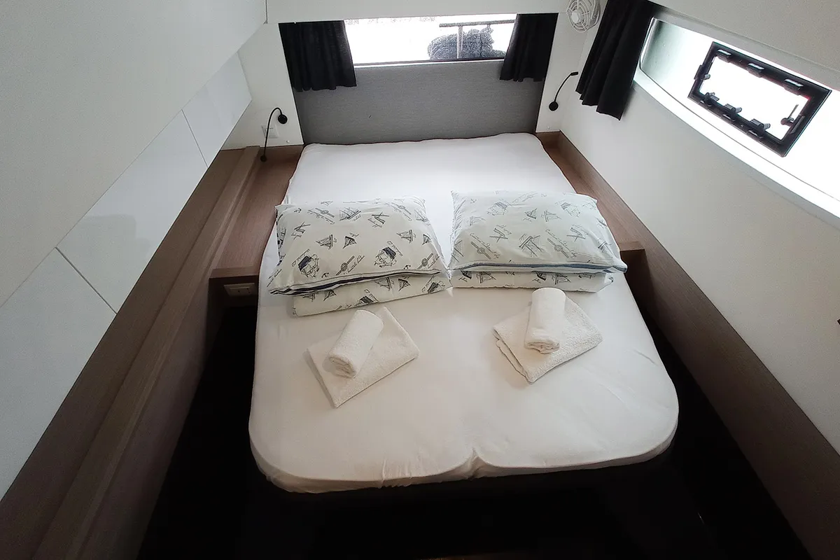Cabin on Coco, a Fountaine Pajot Elba 45 catamaran at Seget Donji, Croatia