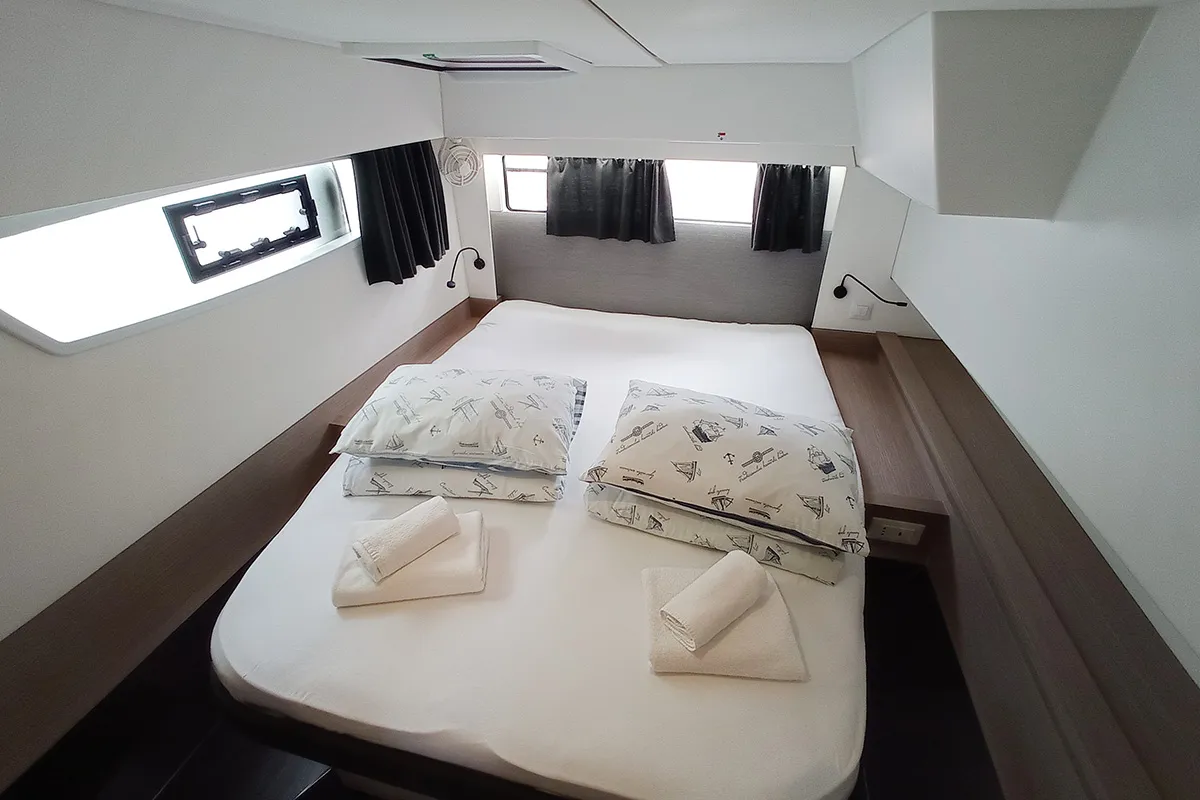 Salon of Coco, a Fountaine Pajot Elba 45 catamaran at Seget Donji, Croatia