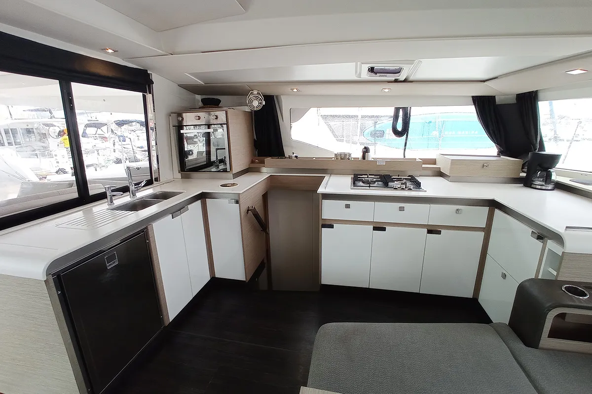 Galley of Coco, a Fountaine Pajot Elba 45 catamaran at Seget Donji, Croatia