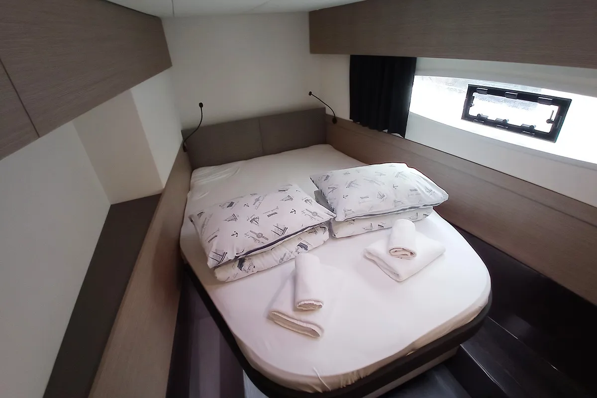 Cabin on Coco, a Fountaine Pajot Elba 45 catamaran at Seget Donji, Croatia