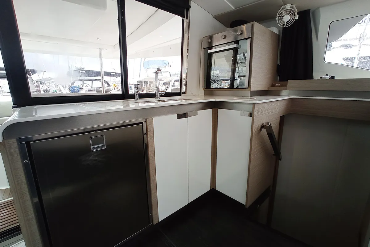 Salon of Coco, a Fountaine Pajot Elba 45 catamaran at Seget Donji, Croatia
