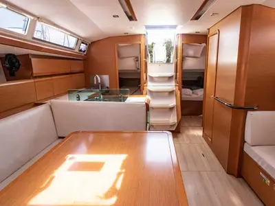 Salon of Sylvia, a Jeanneau Sun Odyssey 449 sailboat at Pylaros, Greece