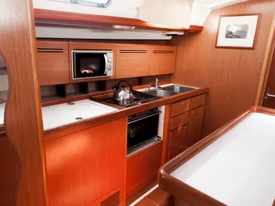 Galley of Penny, a Beneteau Cyclades 50.5 sailboat at Athens, Greece