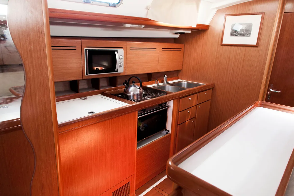 Galley of Penny, a Beneteau Cyclades 50.5 sailboat at Athens, Greece