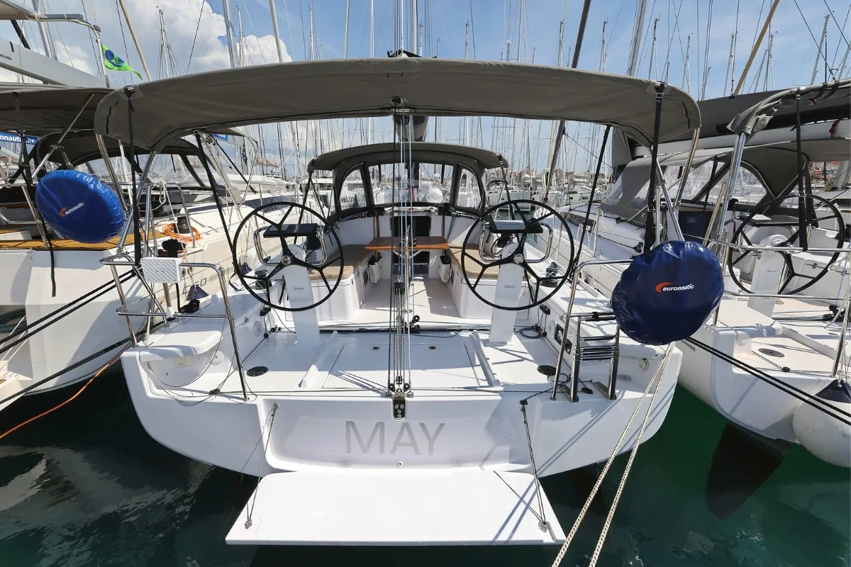 Cockpit of May, a Beneteau First 36 sailboat at Biograd na Moru, Croatia