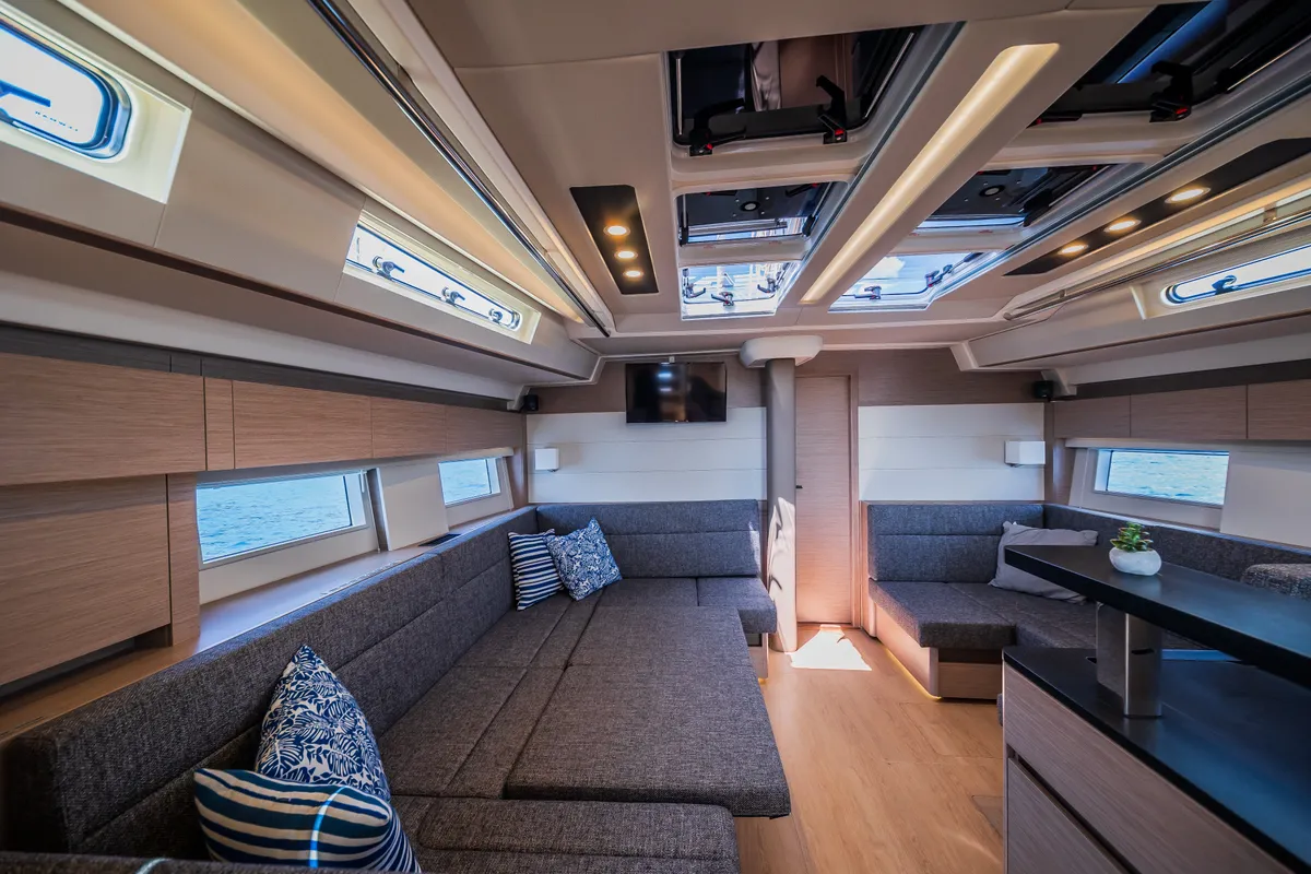 Salon of Oceanelle, a Hanse 588 sailboat at Seget Donji, Croatia