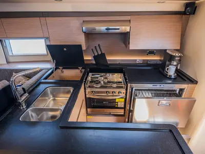 Galley of Oceanelle, a Hanse 588 sailboat at Seget Donji, Croatia